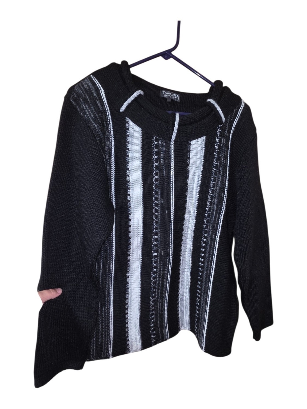 Tivoli of Ireland Wool Blend Sweater Women’s L Black White Irish Knit Pullover